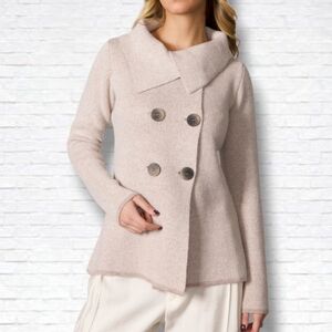 Cashmere Silk Company Tan Cowlneck Double Button Cardigan Size M/L